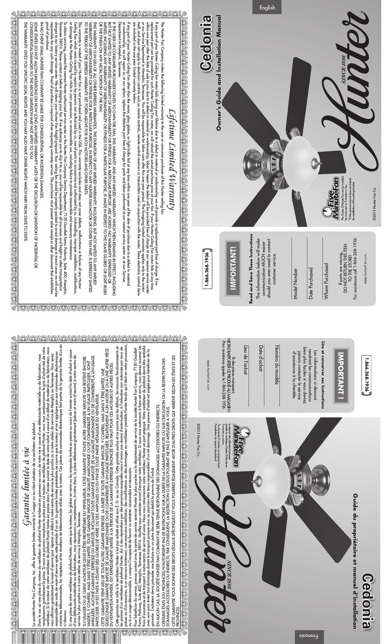 Hunter Cedonia Instruction manual