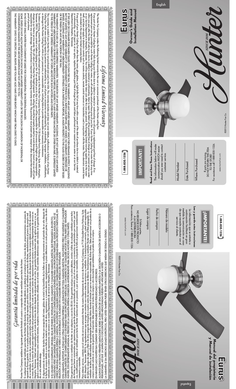 Hunter Eurus Instruction manual Hunter Eurus Instruction manual