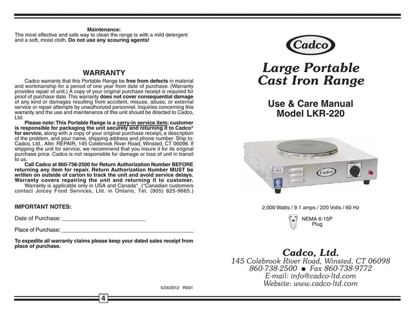 Cadco LKR-220 User manual
