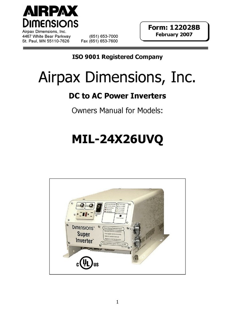 Airpax Dimensions MIL-24X26UVQ owner's manual Airpax Dimensions MIL-24X26UVQ owner's manual
