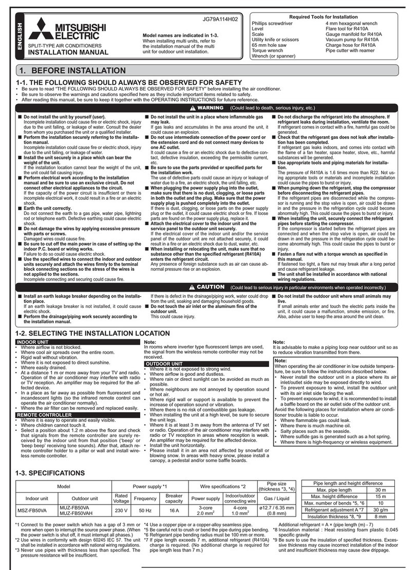 Mitsubishi Electric JG79A114H02 User manual