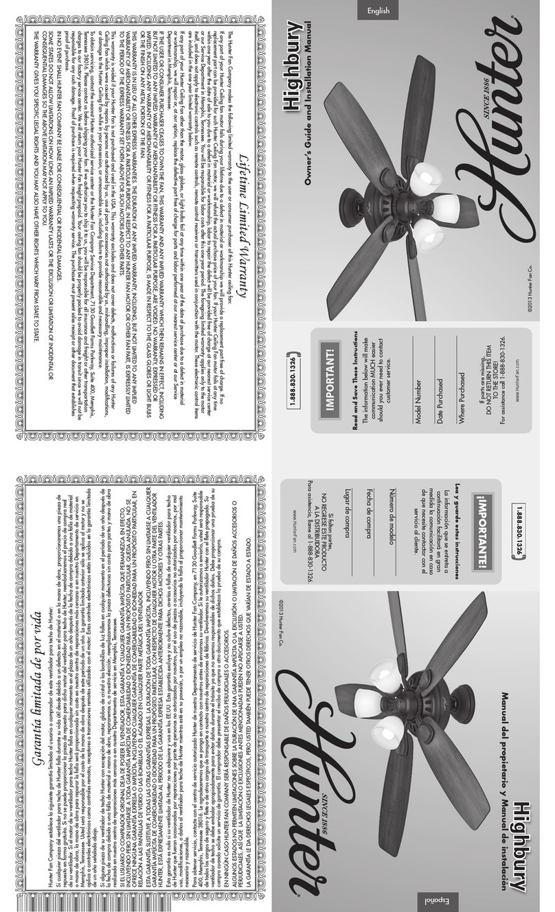Hunter Highbury Instruction manual
