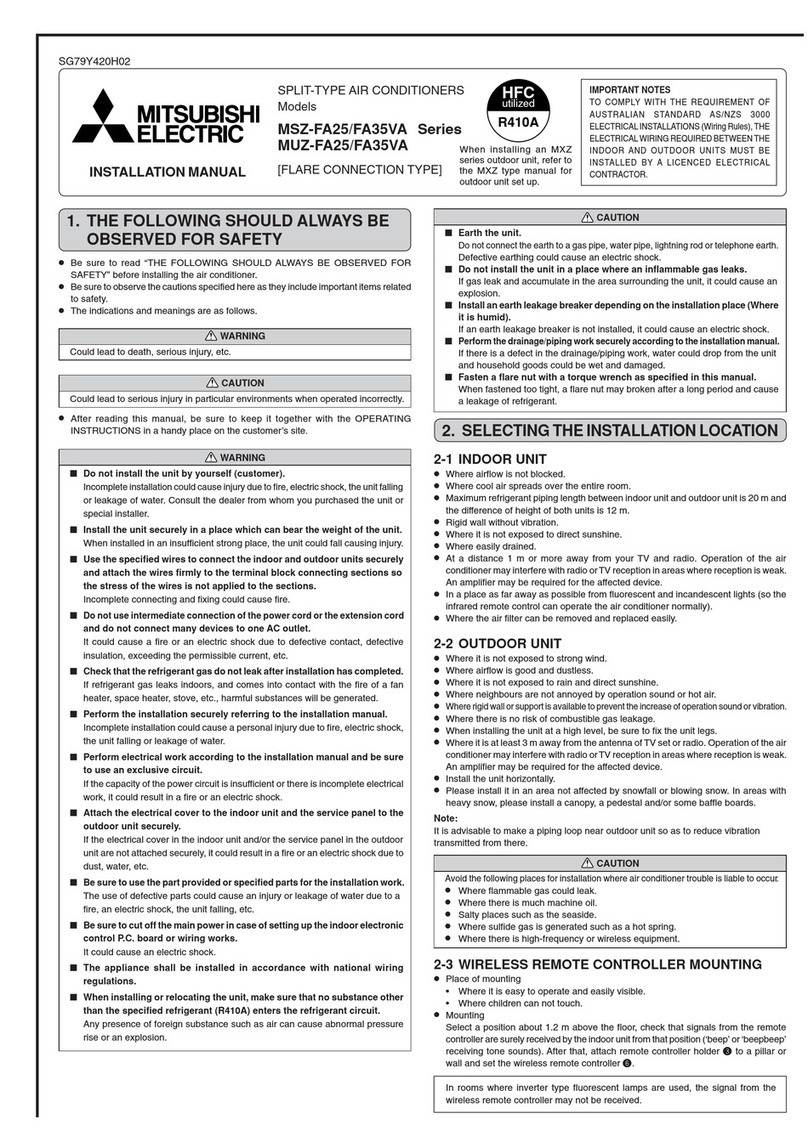 Mitsubishi Electric MSZ-FA35VA Series User manual