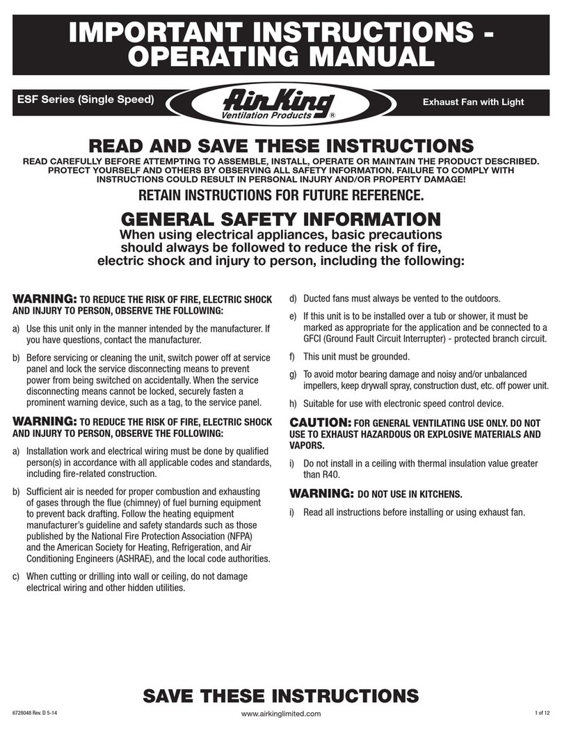 Air King ESF Series User manual Air King ESF Series User manual