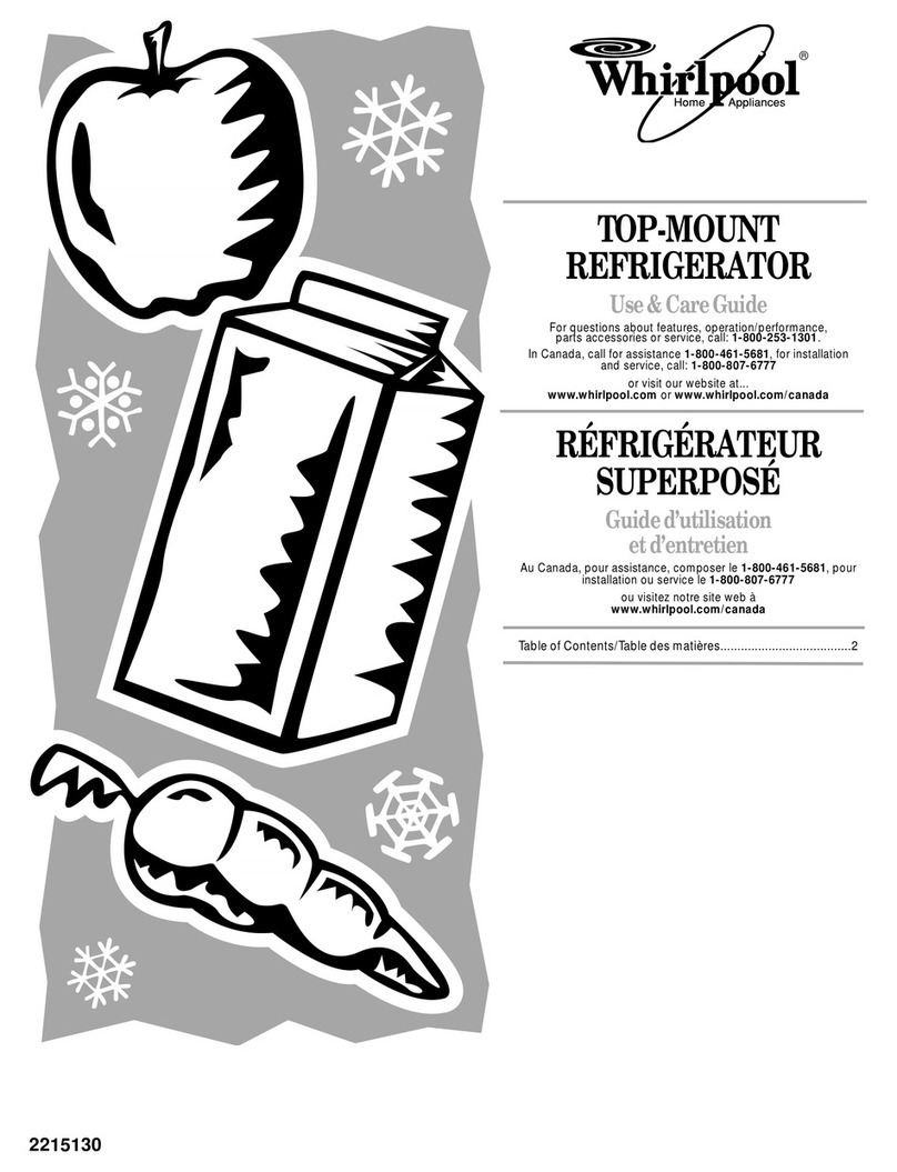 Whirlpool TOP-MOUNT REFRIGERATOR Use & care guide Whirlpool TOP-MOUNT REFRIGERATOR Use & care guide