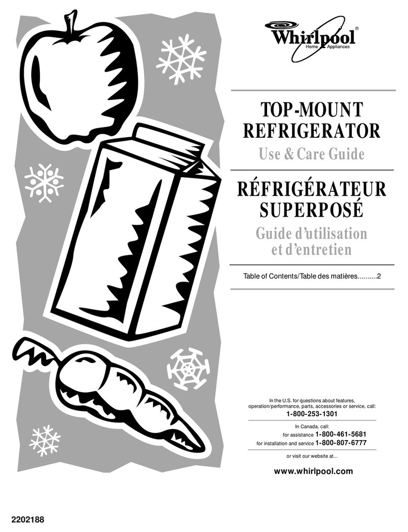 Whirlpool TOP-MOUNT REFRIGERATOR Use & care guide
