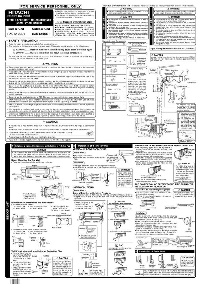 Hitachi RAS-E10CBT installation manual