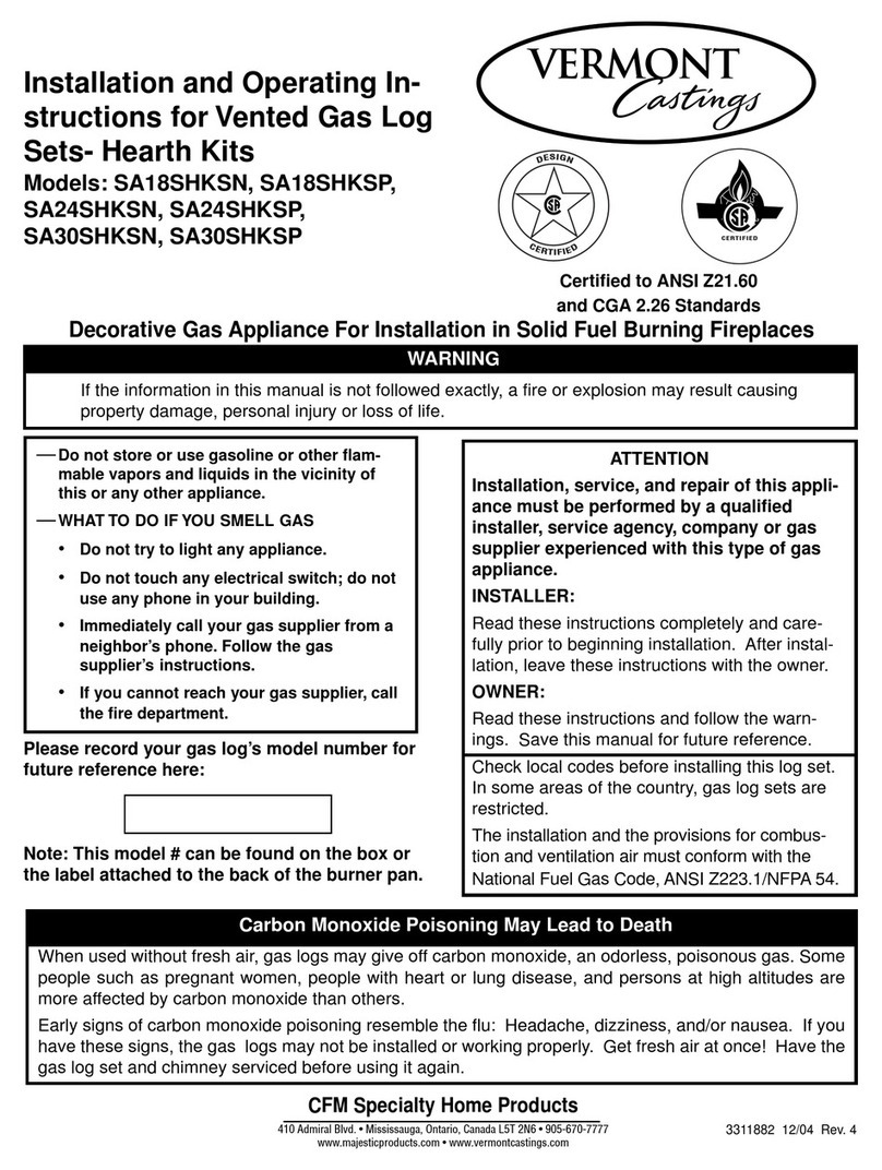 Vermont Castings SA18SHKSN Installation and operation instructions Vermont Castings SA18SHKSN Installation and operation instructions