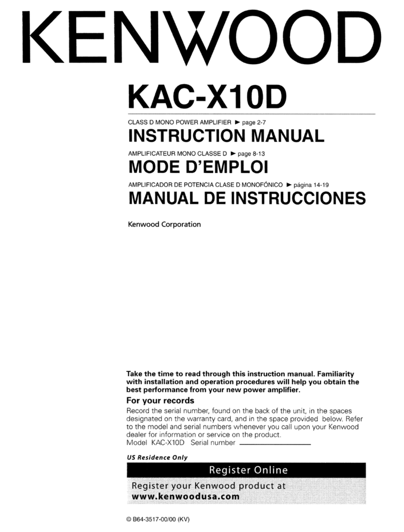 Kenwood KAC-X10D - eXcelon Amplifier User manual Kenwood KAC-X10D - eXcelon Amplifier User manual