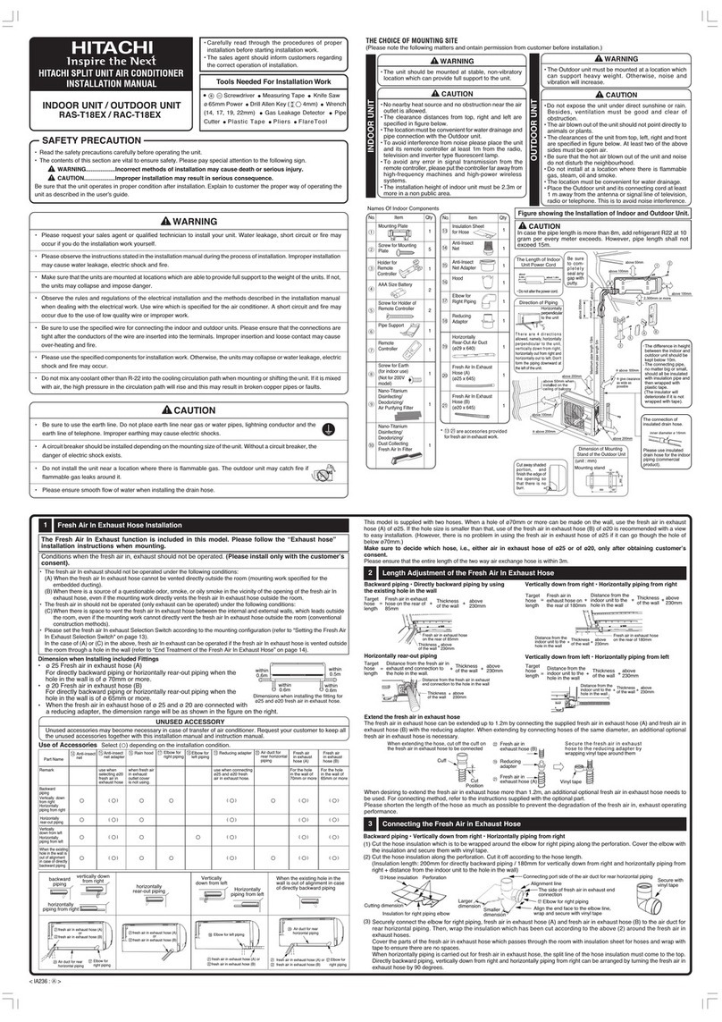 Hitachi RAS-13EX9G User manual