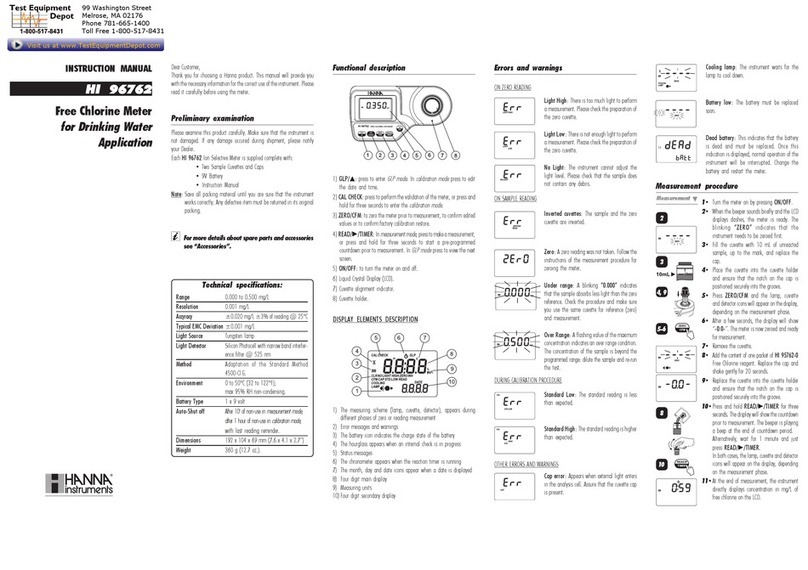 Hanna Instruments HI 96762 User manual