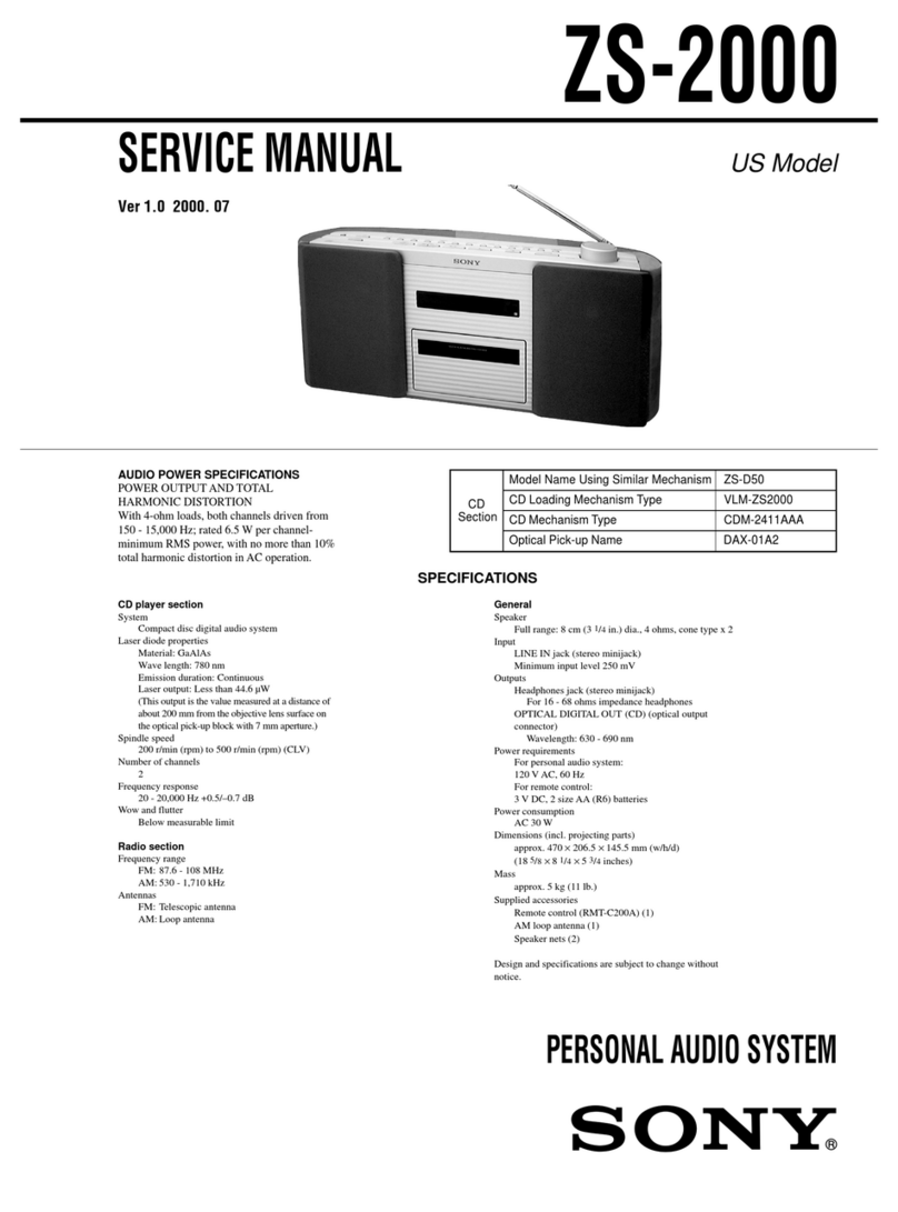 Sony ZS-2000 Primary Service manual
