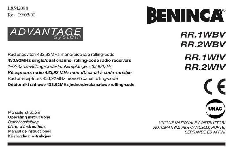 Beninca RR.1WBV User manual Beninca RR.1WBV User manual