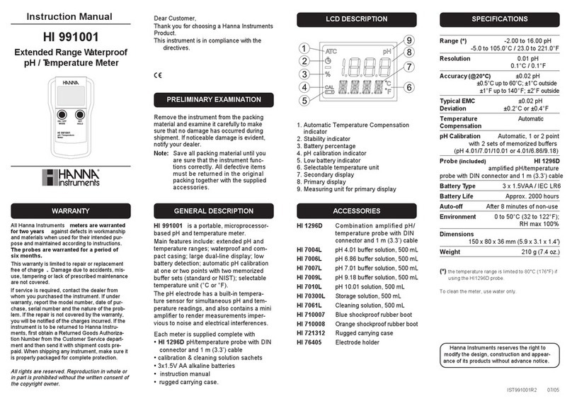 Hanna Instruments HI 991001 instruction manual