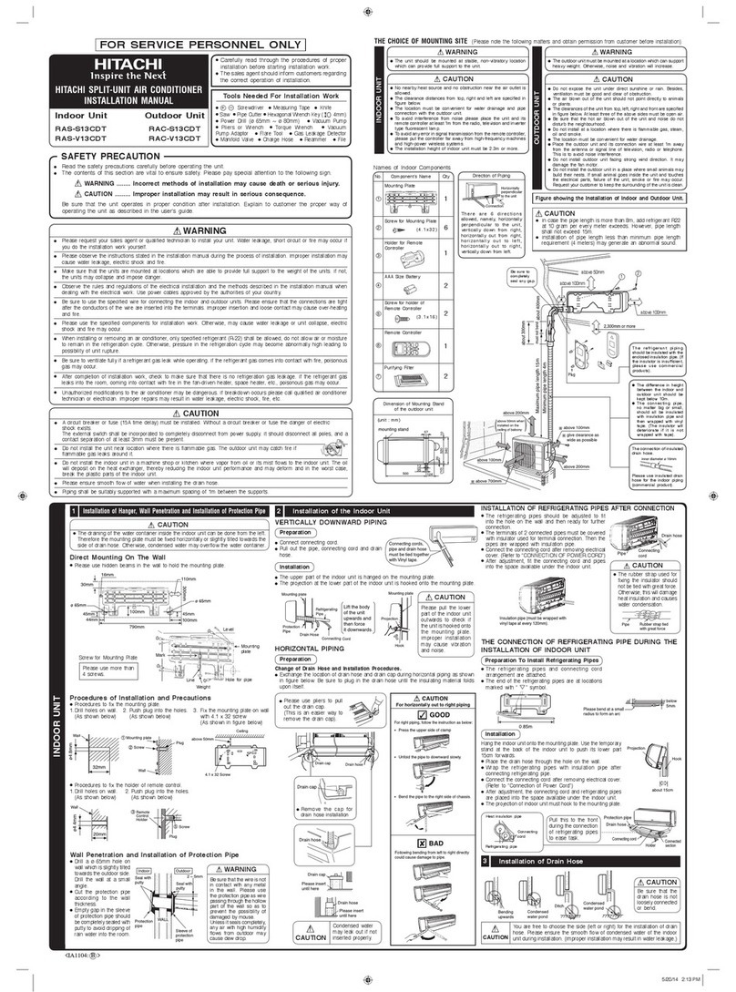 Hitachi RAS-S13CDT User manual