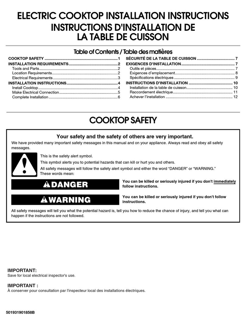 Whirlpool ELECTRIC COOKTOP installation instructions