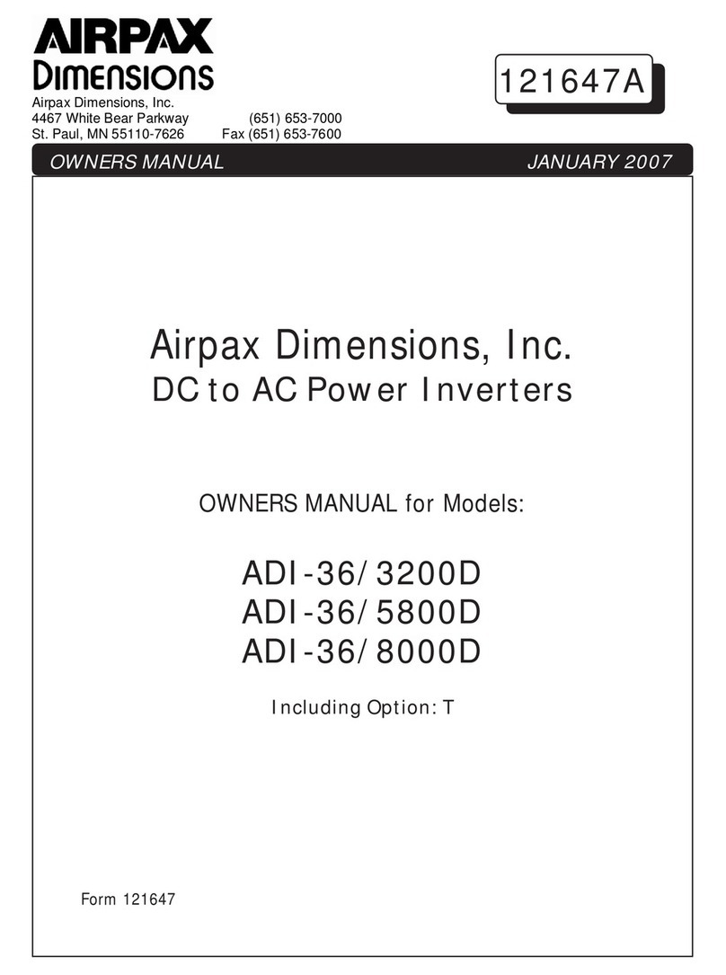 Airpax Dimensions ADI-36/3200D owner's manual