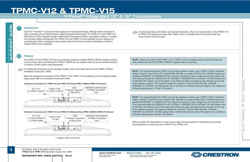 Crestron TPMC-V12 & TPMC-V15 User manual