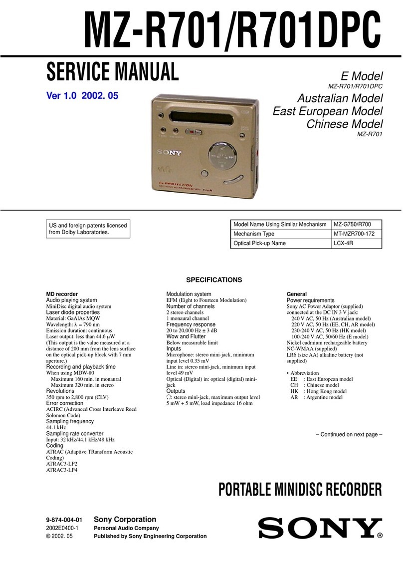 Sony MZ-R701 Service manual