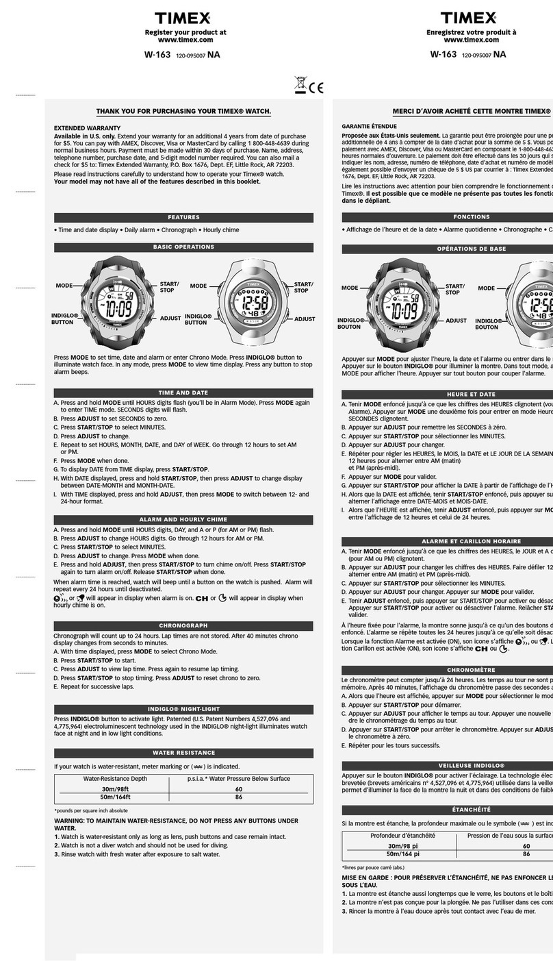 Timex W-163 user manual