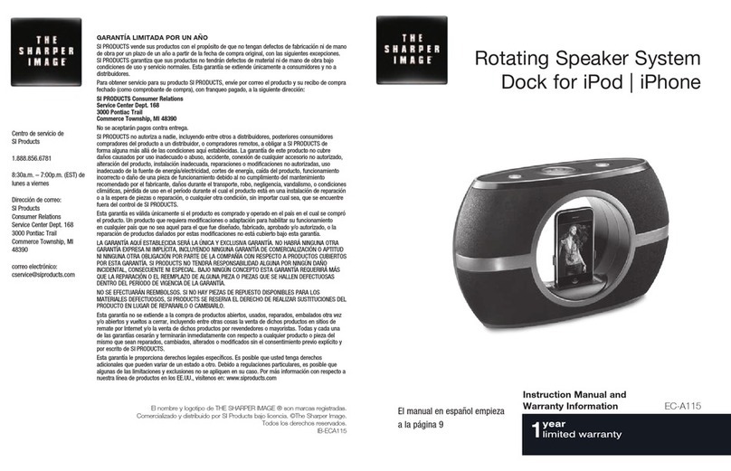 Sharper Image EC-A115 Instruction manual and  warranty information