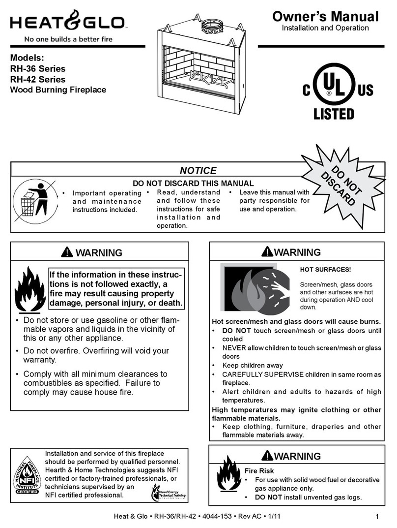 Heat & Glo Wood Burning Fireplace RH-36 Series User manual