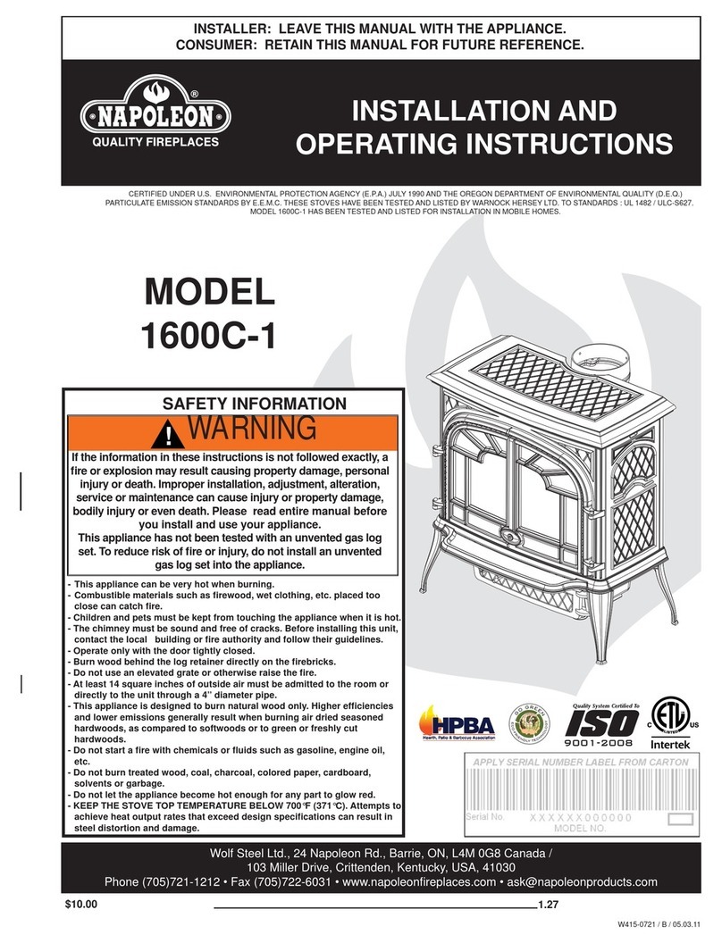 Napoleon 1600C-1 Installation and operating instructions Napoleon 1600C-1 Installation and operating instructions