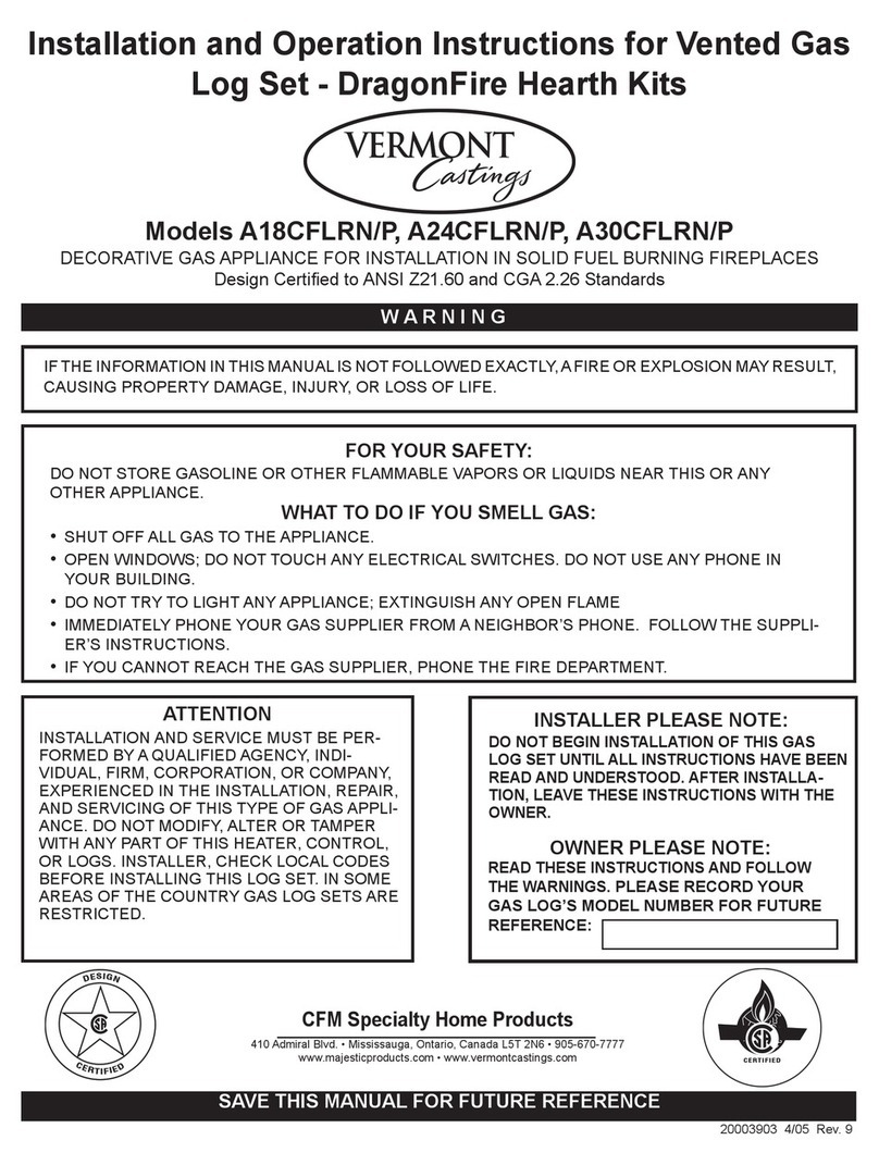 Vermont Castings A18CFLRN/P Installation and operation instructions Vermont Castings A18CFLRN/P Installation and operation instructions