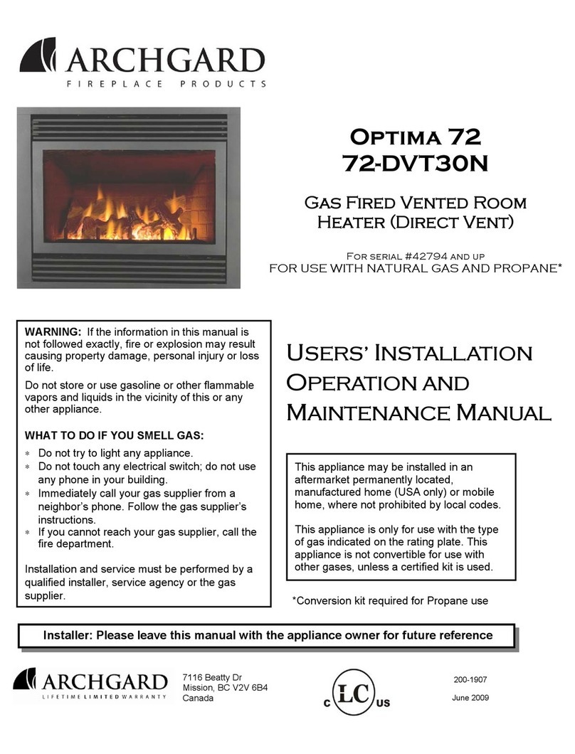 Archgard Optima 72-DVT30N User's installation, operation and maintenance manual