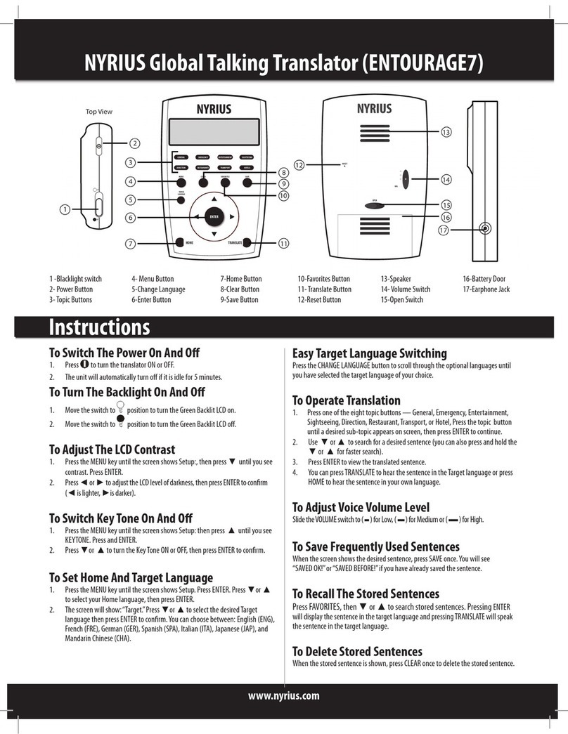 Nyrius ENTOURAGE7 User manual