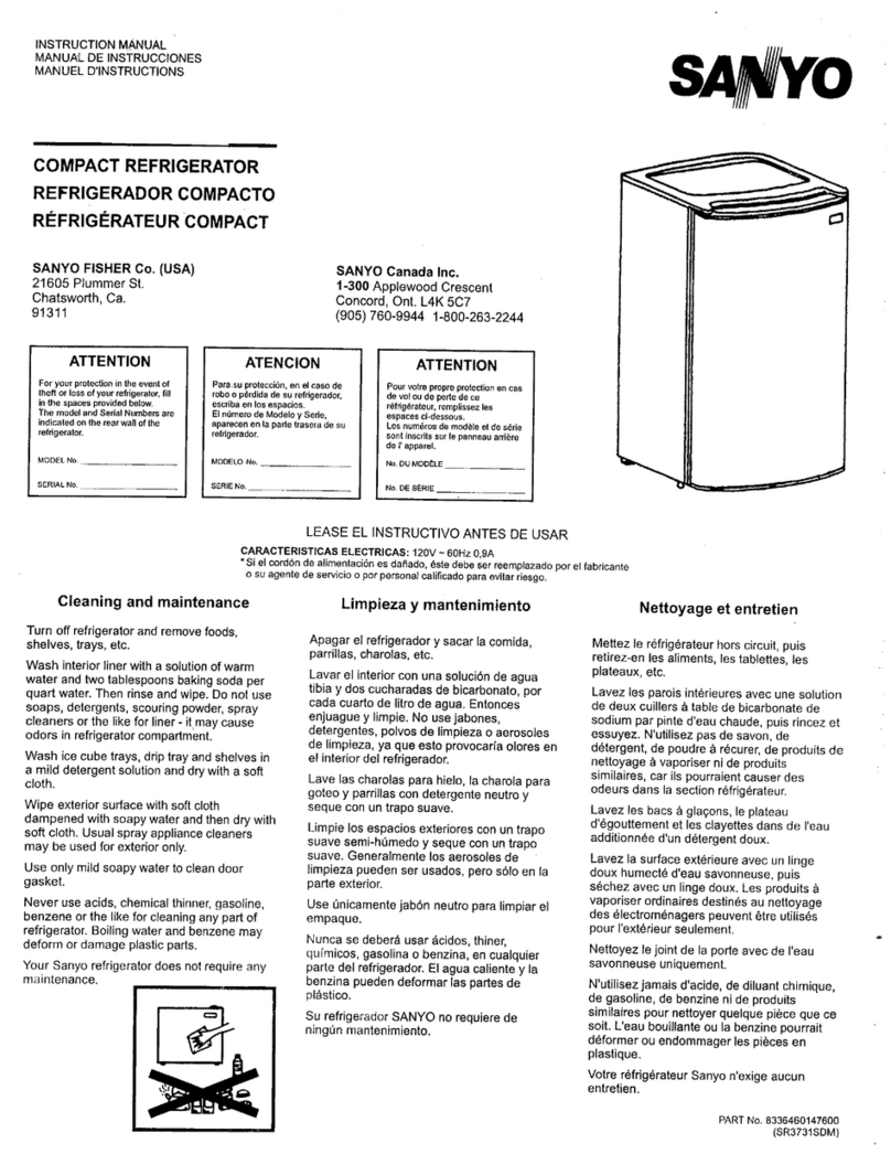 Sanyo SR-3771SM User manual