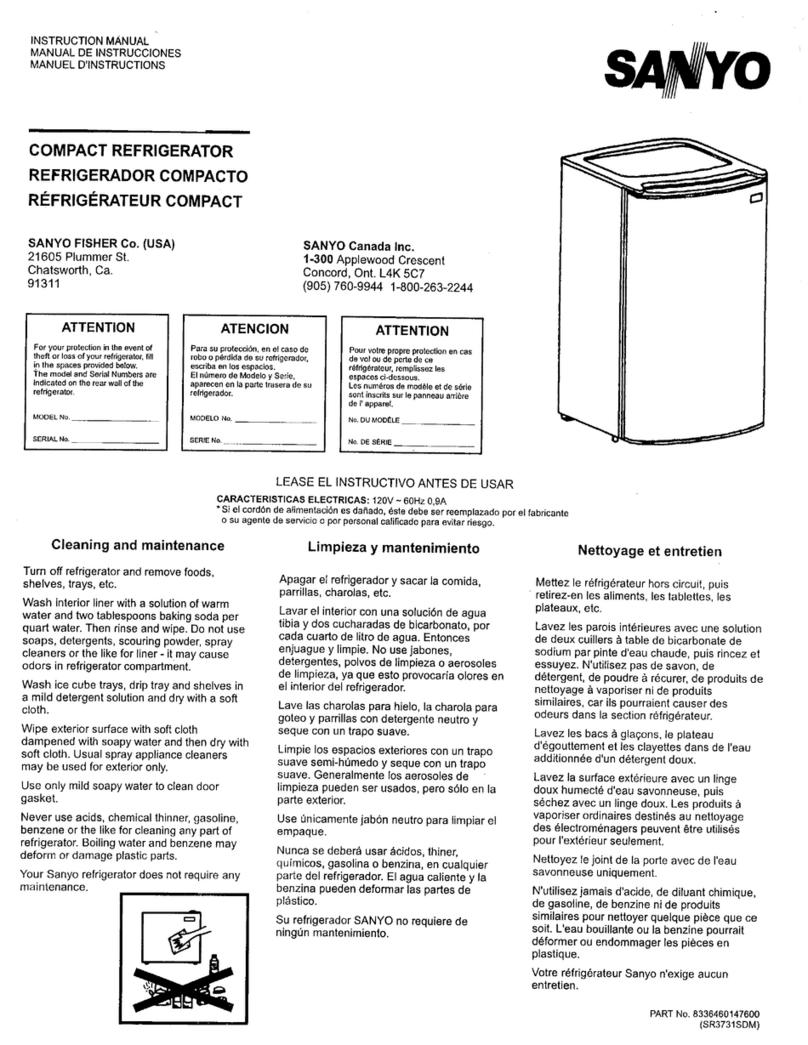 Sanyo SR-3771SM instruction manual