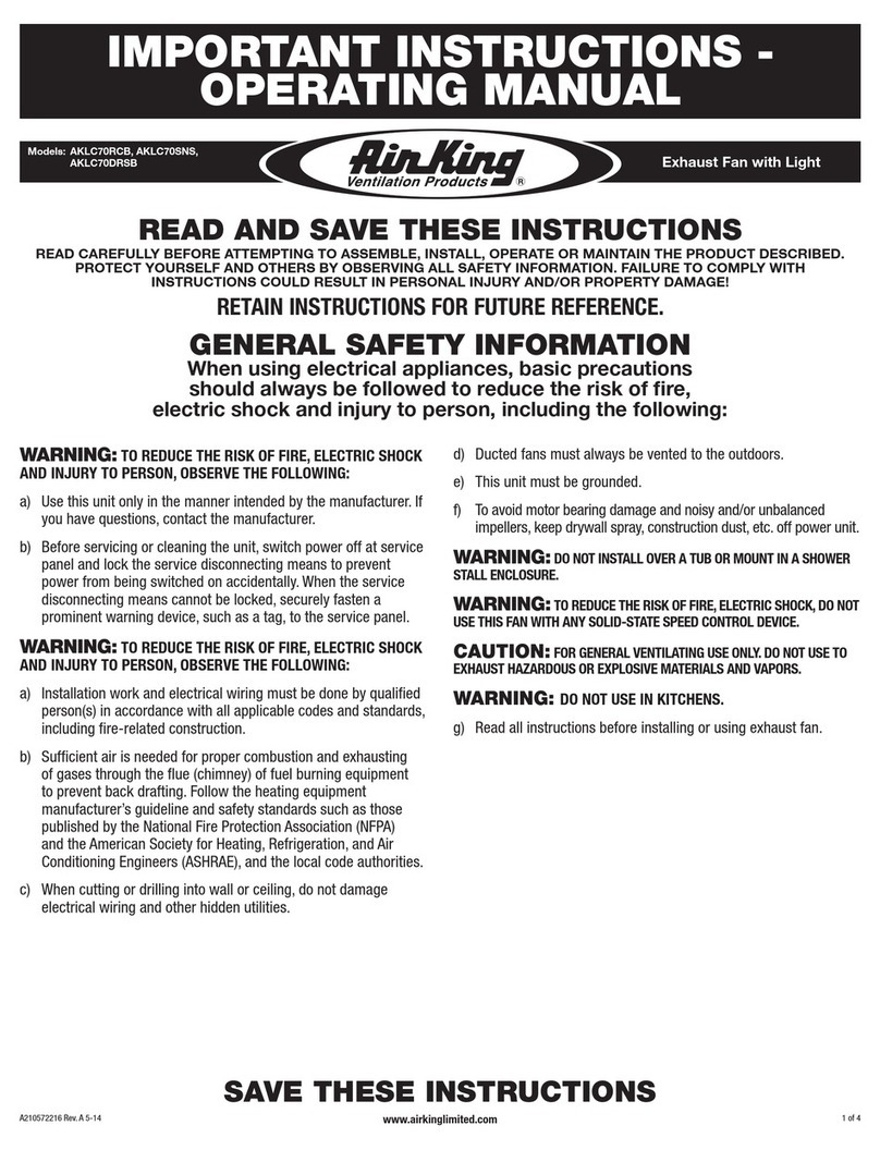 Air King AKLC70RCB operating manual