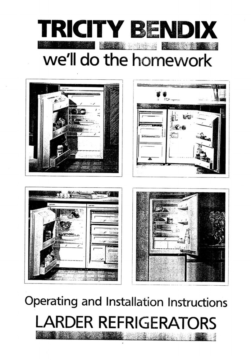 Tricity Bendix Larder Refrigerators OPERATING AND INSTALLATION Manual