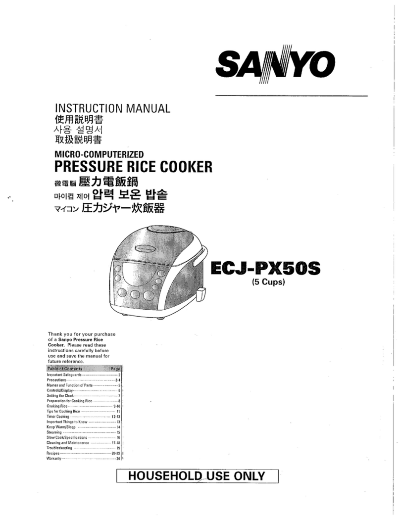 Sanyo ECJ-PX50S - Micro-Computerized Pressure Rice... User manual