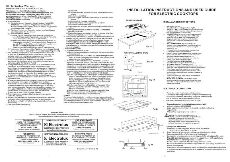Electrolux Electric cooktops Mounting instructions