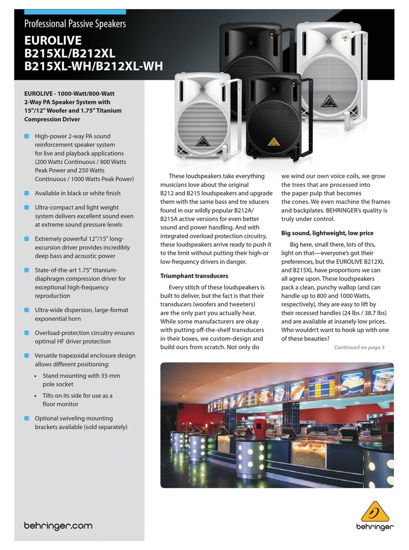 Behringer EUROLIFE B215XL quick guide