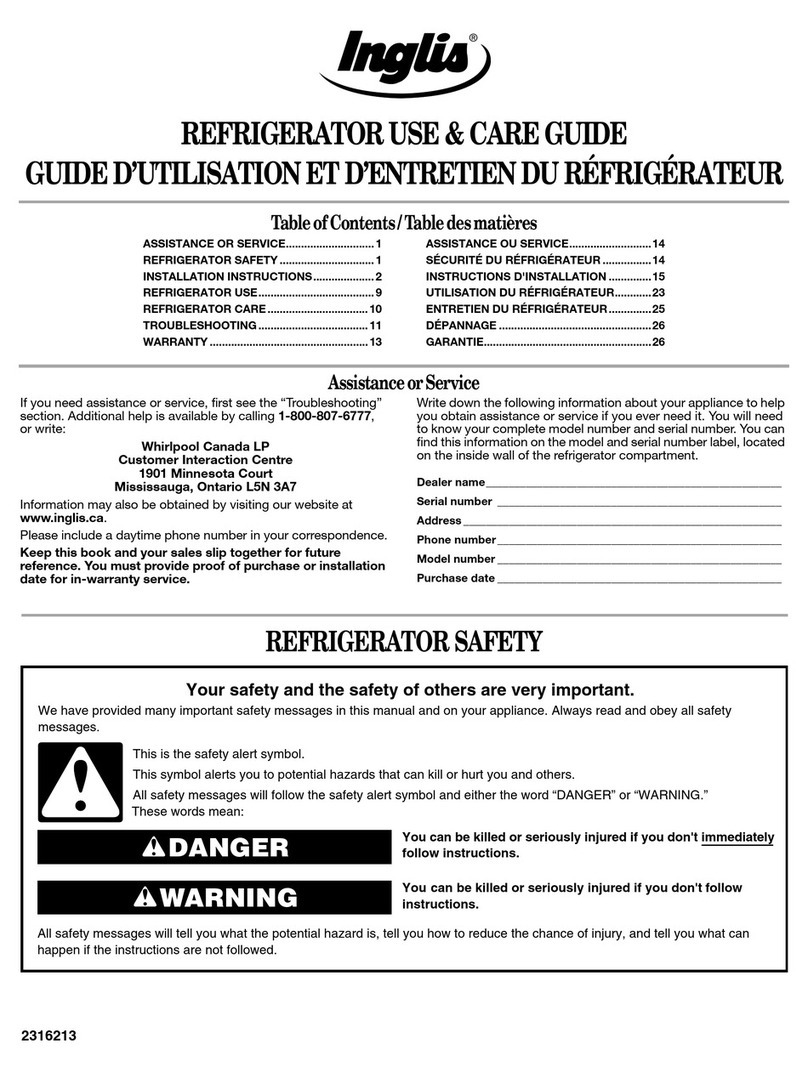 Inglis Refrigerator User manual