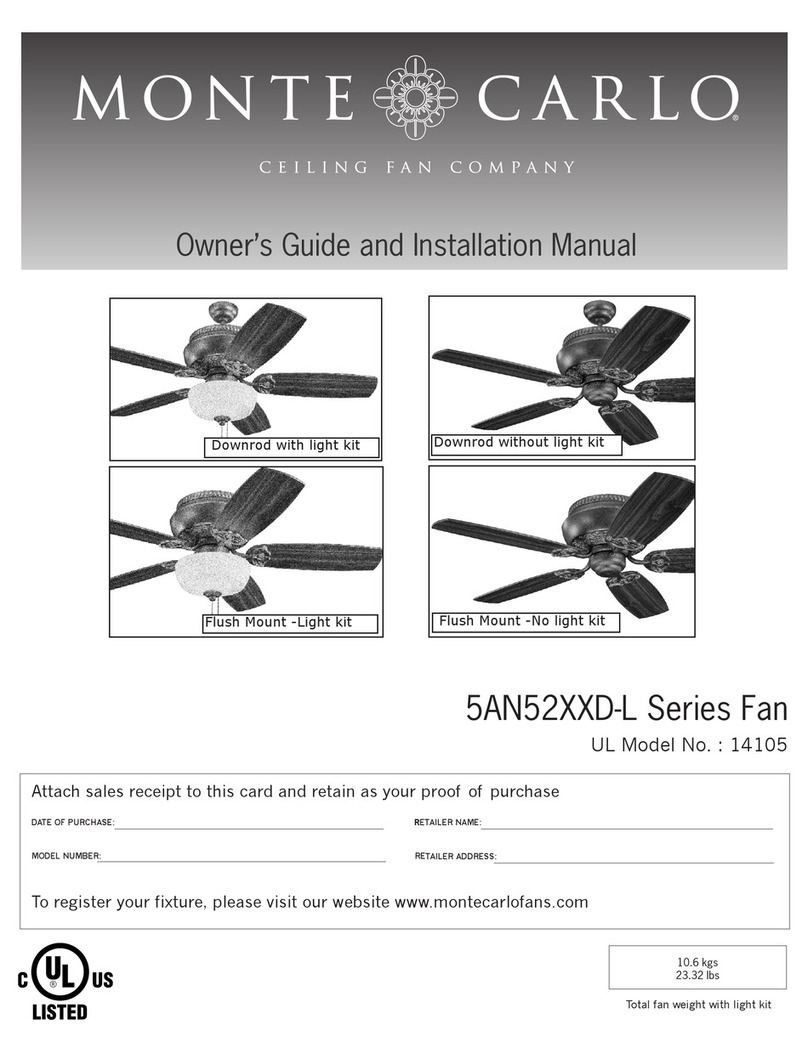 Monte Carlo Fan Company 5AN52XXD-L Series Owner's guide and installation manual