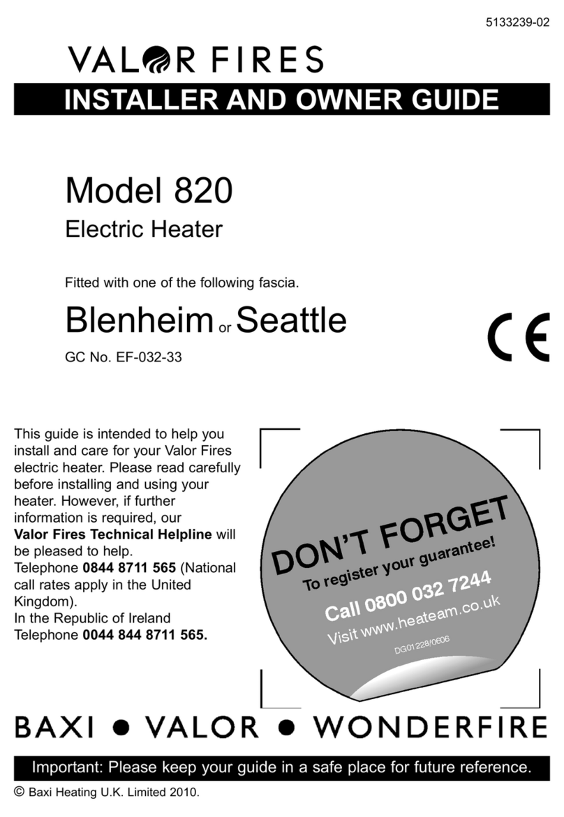 Valor Fires 820 Longlite Installer and owner guide