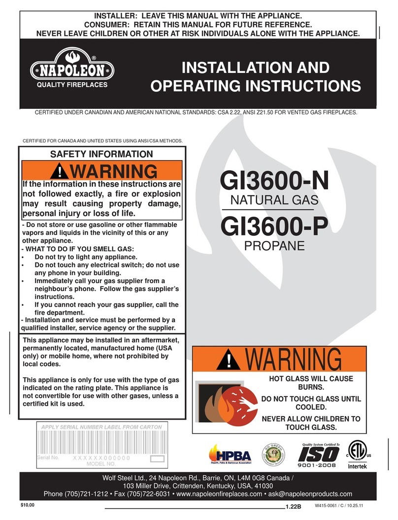 Napoleon GI 3600-N Installation and operating instructions
