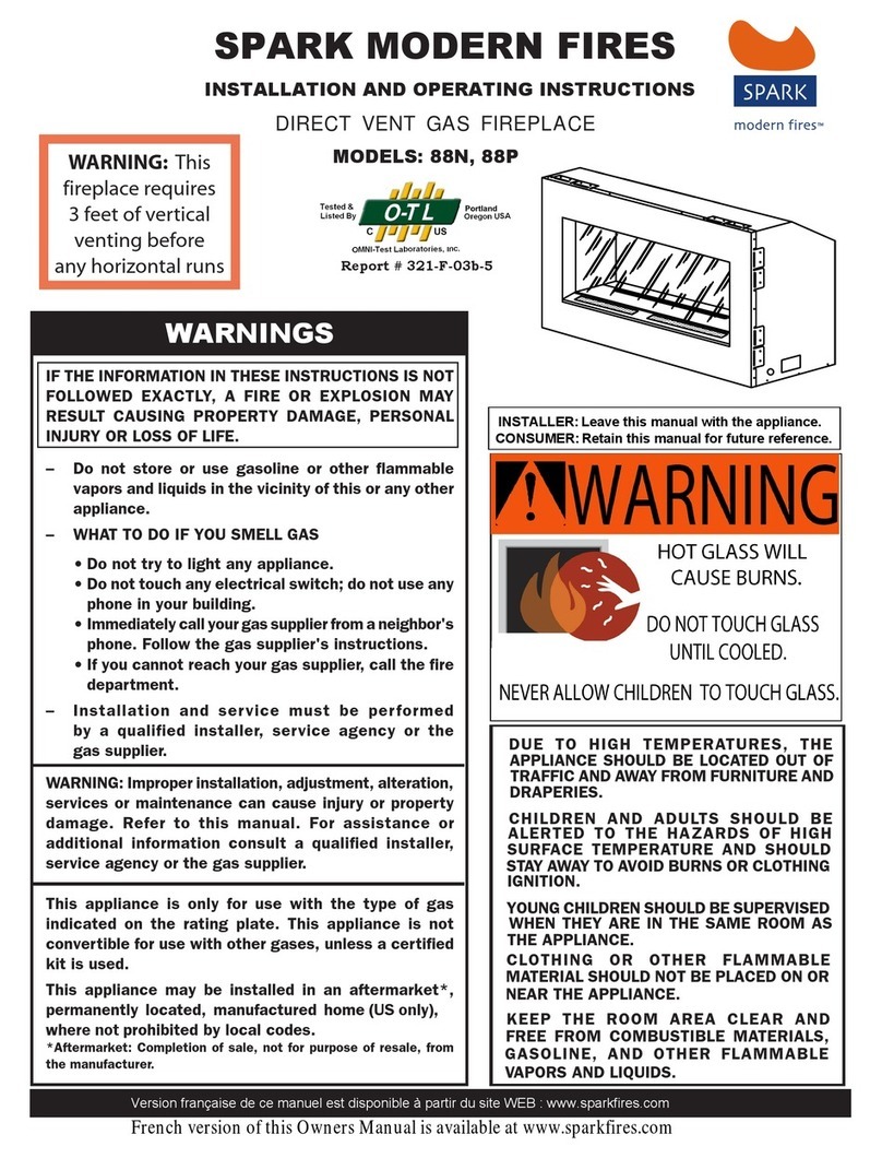 Spark modern fires Spark 88N Installation and operating instructions