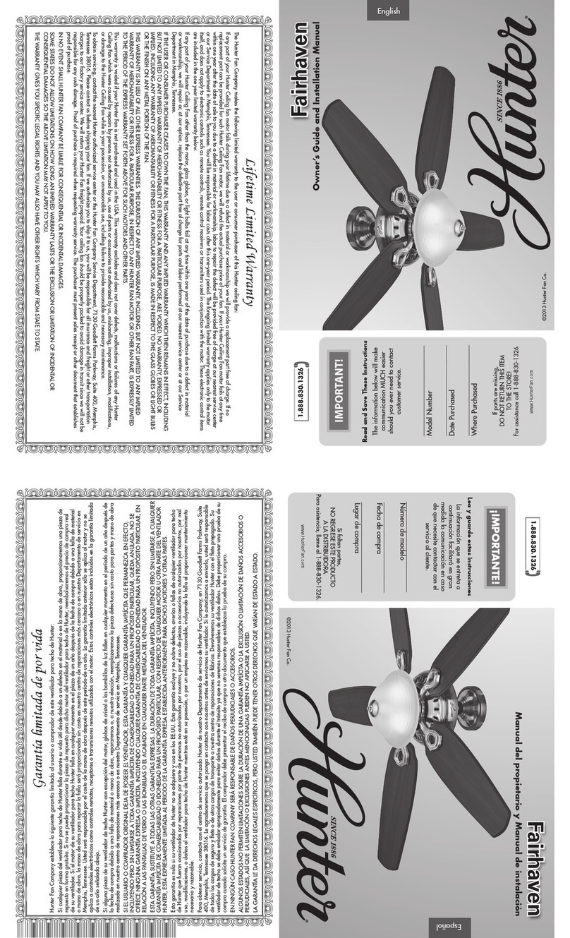 Hunter Fairhaven Instruction manual