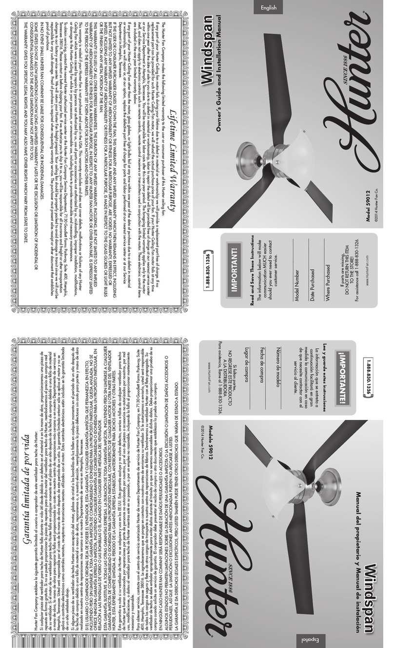 Hunter Windspan 59012 Instruction manual