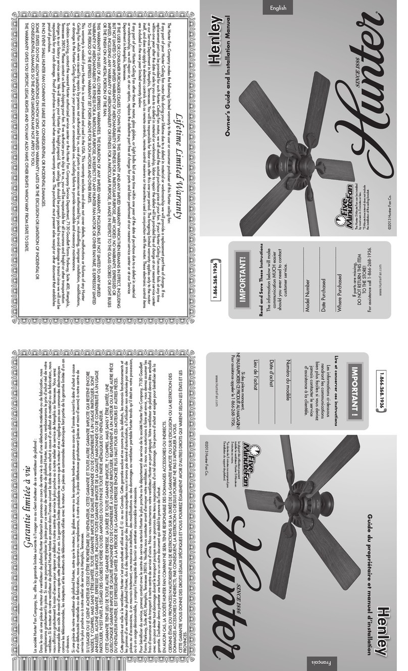 Hunter Henley Instruction manual