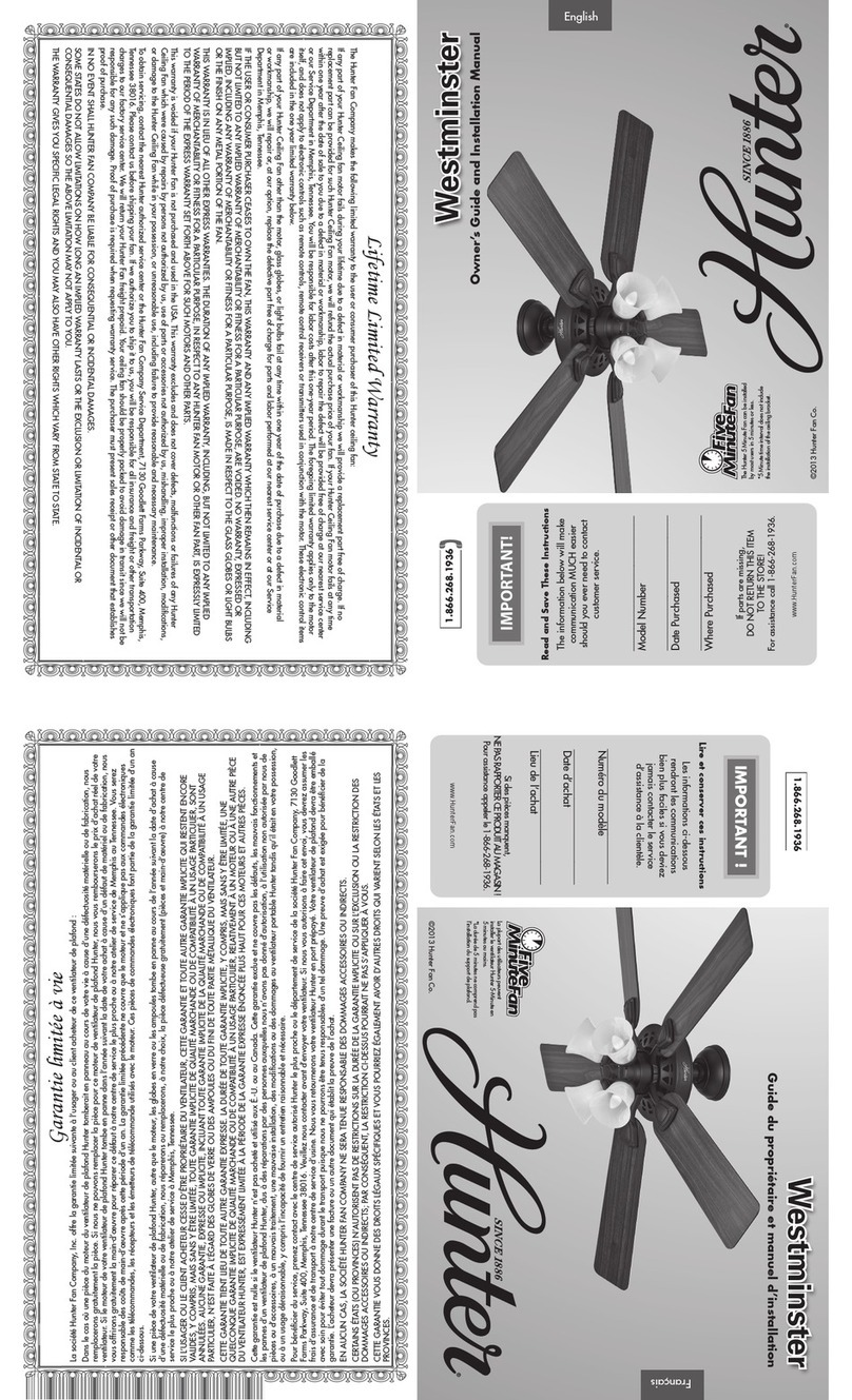 Hunter Westminster Instruction manual
