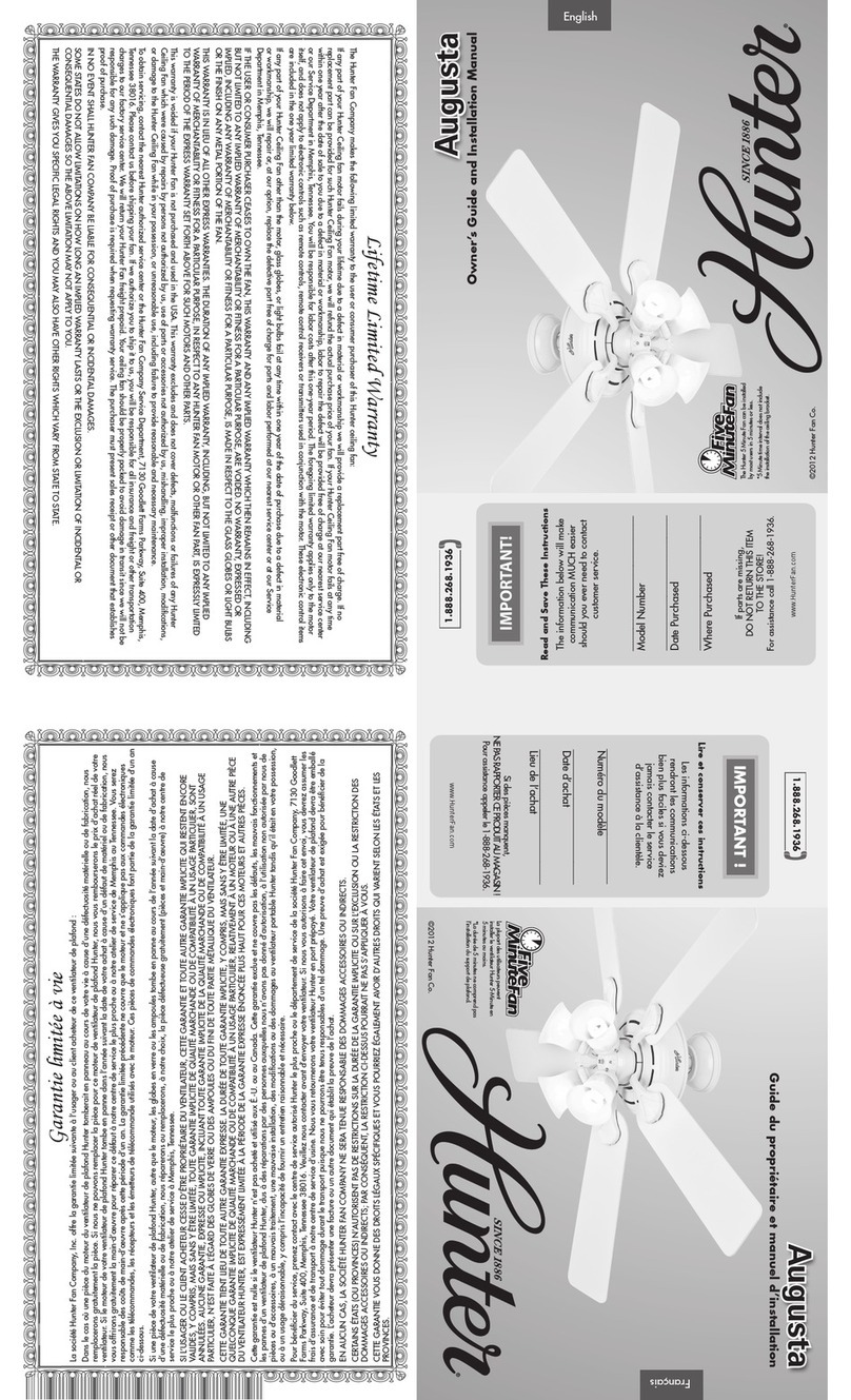 Hunter Augusta Owner's guide and installation manual