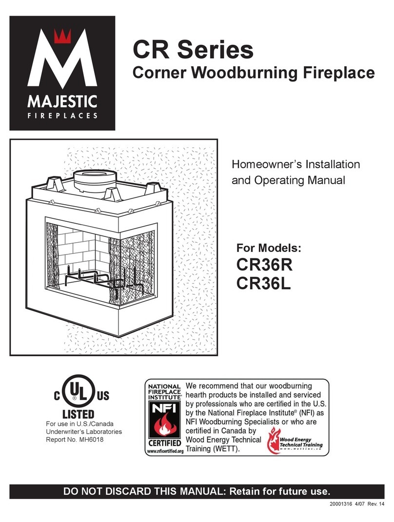 Majestic fireplaces CR36R Homeowner's installation and operating manual