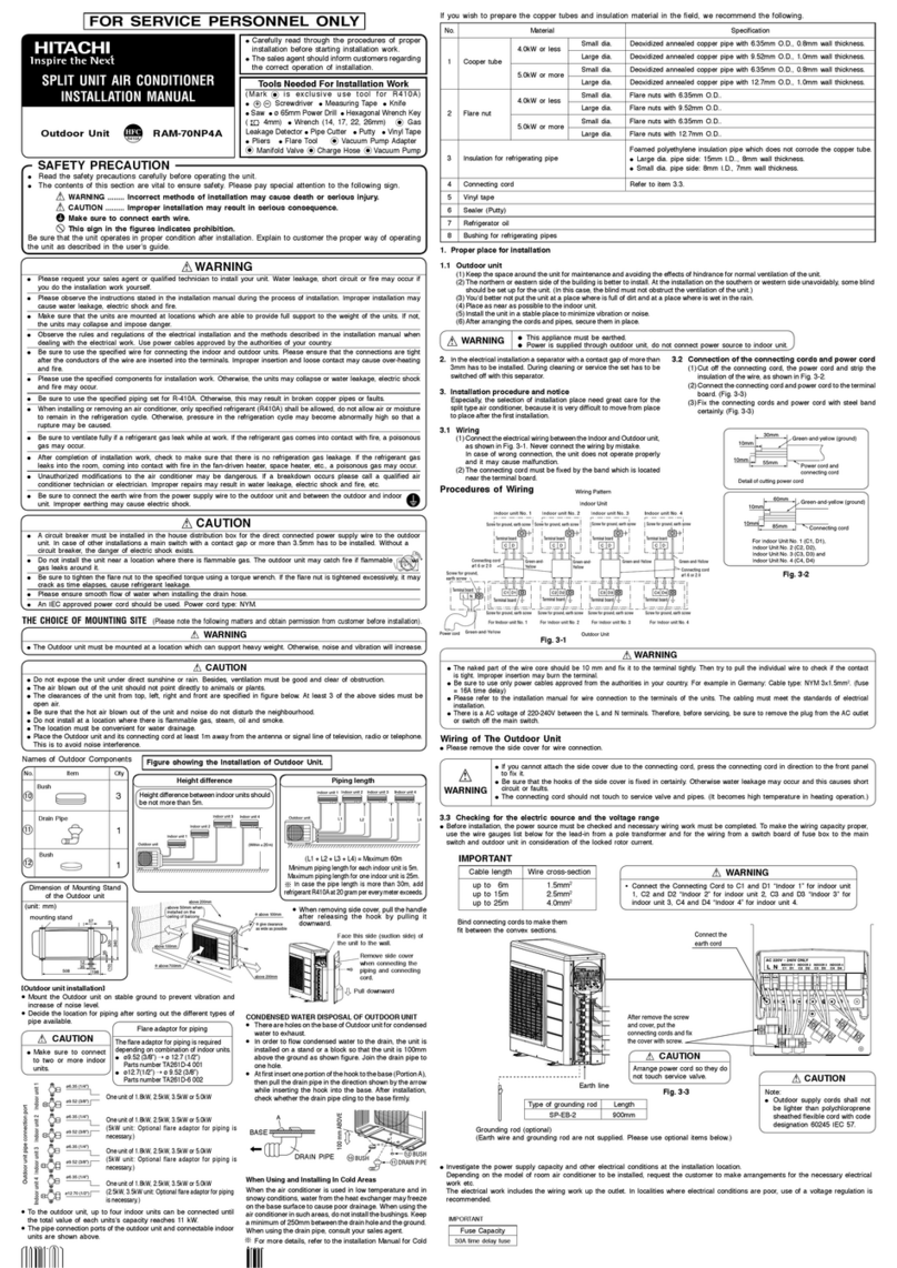 Hitachi RAM-70NP4A installation manual