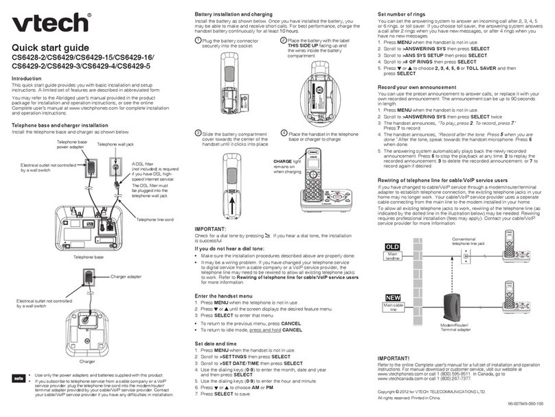 V-tech CS6428-2 User manual